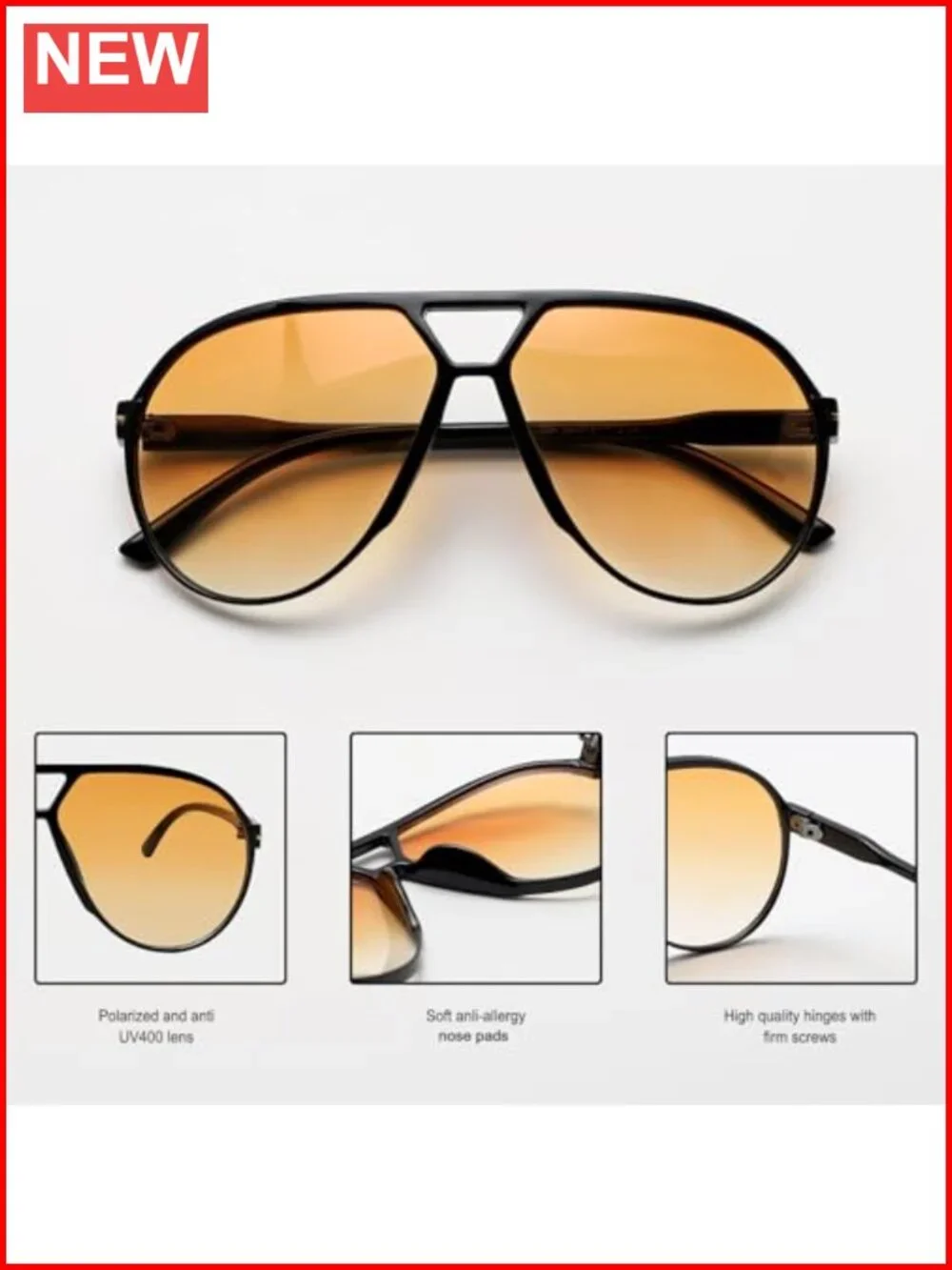 Retro Square Aviator Sunglasses - UV Protection, Lightweight, 5.11in Frame